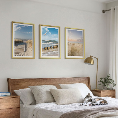 Tavelset ovanför soffa Strand, sand, vågor, himmel, fåglar