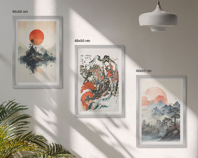 Tavelpaket med ramar Asiatiska japandi-målningar