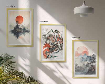 Tavelpaket med ramar Asiatiska japandi-målningar
