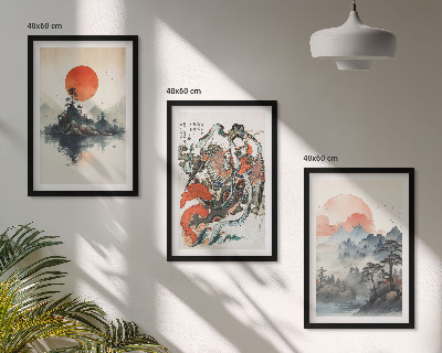 Tavelpaket med ramar Asiatiska japandi-målningar