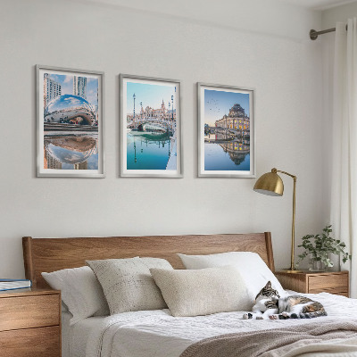 Set om 3 tavlor Arkitektur av städer vid vatten