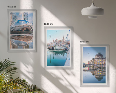 Set om 3 tavlor Arkitektur av städer vid vatten