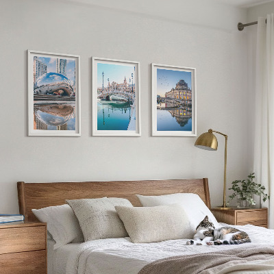 Set om 3 tavlor Arkitektur av städer vid vatten