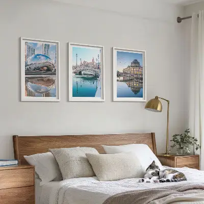 Arkitektur av städer vid vatten set om 3 tavlor