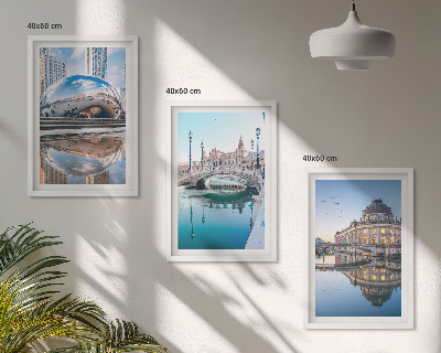 Set om 3 tavlor Arkitektur av städer vid vatten