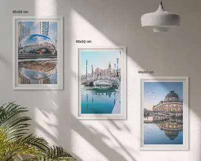 Arkitektur av städer vid vatten set om 3 tavlor
