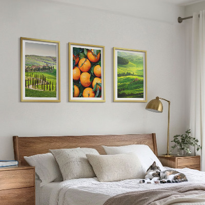 Tavelset ovanför soffa Italien landsbygdslandskap apelsiner