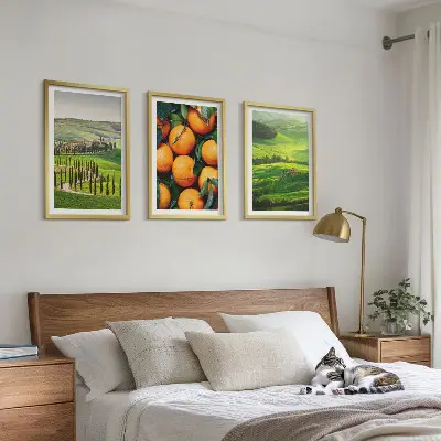 Tavelset med italienskt landskap motiv med apelsiner för vägg ovanför soffa