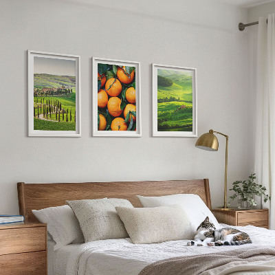 Tavelset ovanför soffa Italien landsbygdslandskap apelsiner