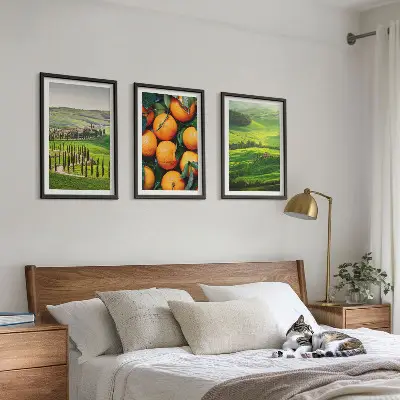 Tavelset med italienskt landskap motiv med apelsiner för vägg ovanför soffa
