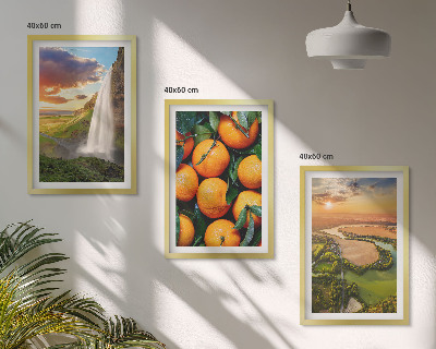 Tavelpaket med ramar Orange Mountain vattenfall