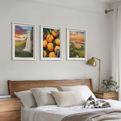 Tavelpaket med ramar Orange Mountain vattenfall