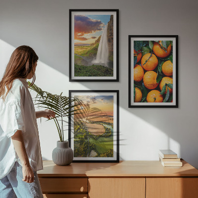 Tavelpaket med ramar Orange Mountain vattenfall