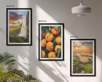 Tavelpaket med ramar Orange Mountain vattenfall