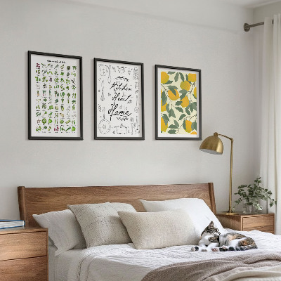 Tavelset ovanför soffa Målade citronköksörter