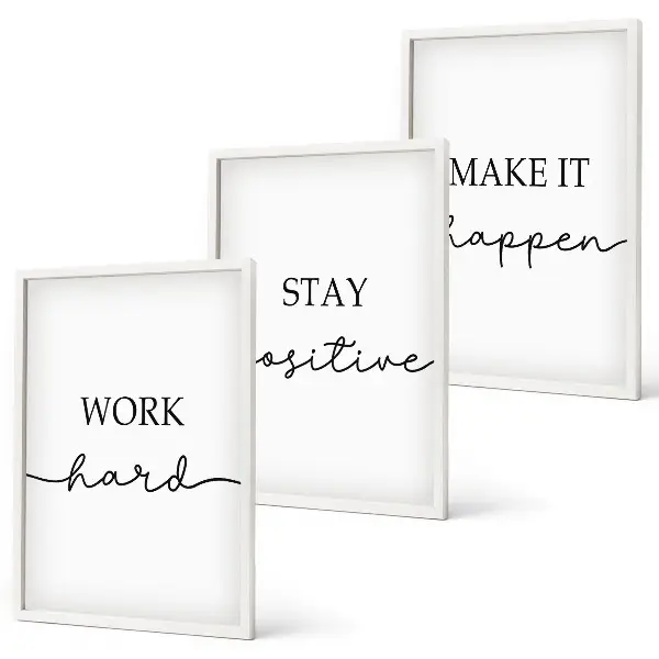 Tavelvägg med ramar minimalistiska motiverande citat
