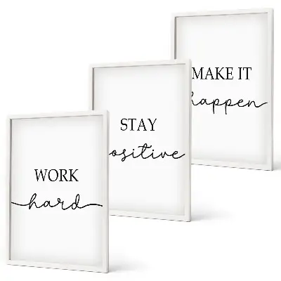 Tavelvägg med ramar minimalistiska motiverande citat