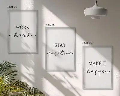 Tavelvägg med ramar minimalistiska motiverande citat