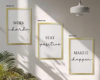 Tavelvägg med ramar minimalistiska motiverande citat