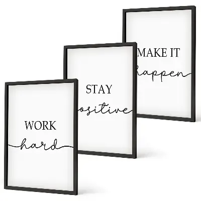 Tavelvägg med ramar minimalistiska motiverande citat