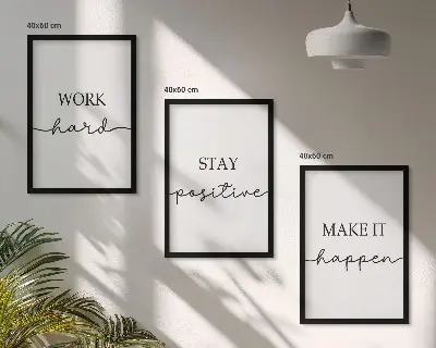 Tavelvägg med ramar minimalistiska motiverande citat