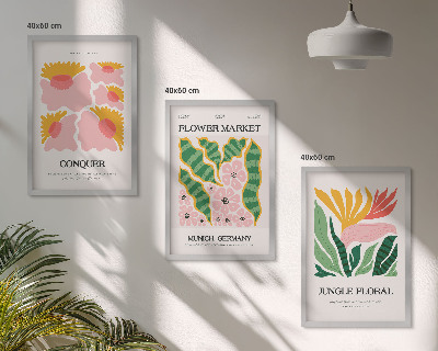 Tavelset ovanför soffa Blommor och löv moderna posters