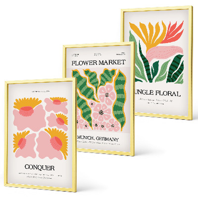 Tavelset ovanför soffa Blommor och löv moderna posters