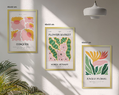 Tavelset ovanför soffa Blommor och löv moderna posters