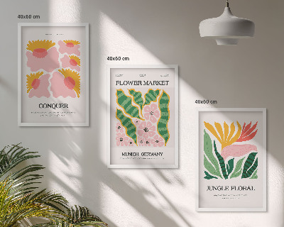 Tavelset ovanför soffa Blommor och löv moderna posters