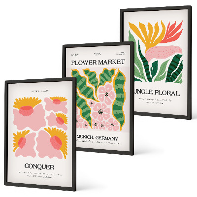 Tavelset ovanför soffa Blommor och löv moderna posters