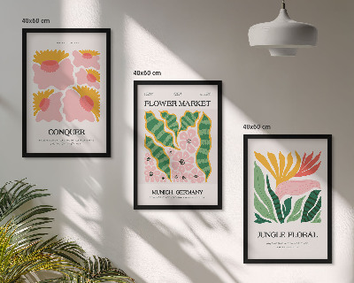 Tavelset ovanför soffa Blommor och löv moderna posters