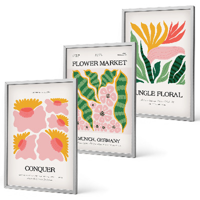 Tavelset ovanför soffa Blommor och löv moderna posters