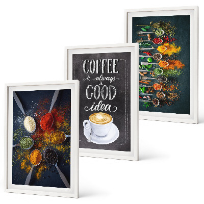 Tavelpaket med ramar Kryddor, kaffe, örter, mönster