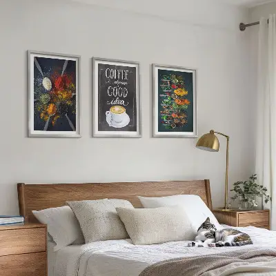 Tavelset med ramar motiv med kryddor, kaffe, örter och mönster