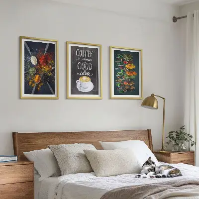 Tavelset med ramar motiv med kryddor, kaffe, örter och mönster