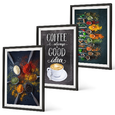 Tavelpaket med ramar Kryddor, kaffe, örter, mönster