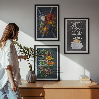 Tavelpaket med ramar Kryddor, kaffe, örter, mönster