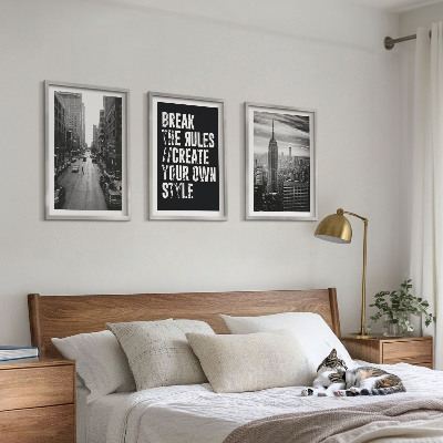 Set om 3 tavlor Inspiration till svartvitt i stadsgator