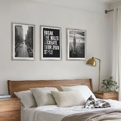 Tavelset med stadsmotiv svartvita motiv i 3 delar
