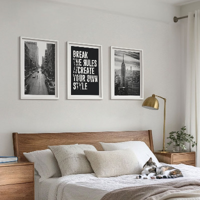 Set om 3 tavlor Inspiration till svartvitt i stadsgator