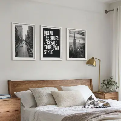 Tavelset med stadsmotiv svartvita motiv i 3 delar