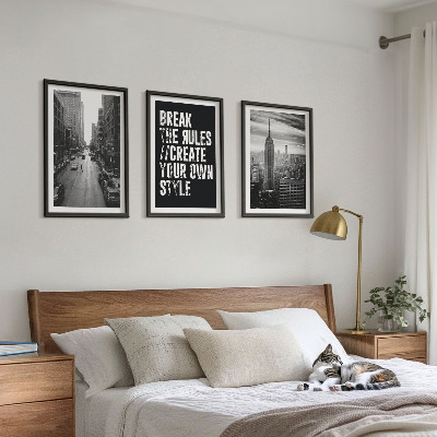 Set om 3 tavlor Inspiration till svartvitt i stadsgator