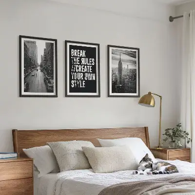 Tavelset med stadsmotiv svartvita motiv i 3 delar