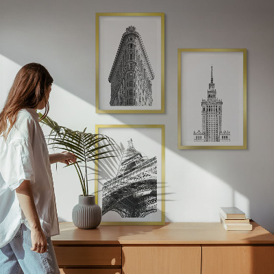 Tavelset ovanför soffa Arkitektoniska svartvita byggnader