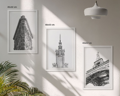 Tavelset ovanför soffa Arkitektoniska svartvita byggnader