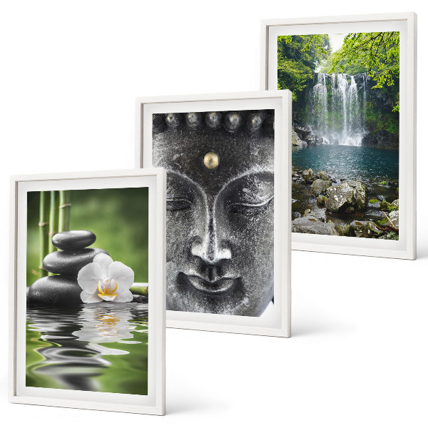 Tavelpaket med ramar Harmoni stenar vatten Buddha