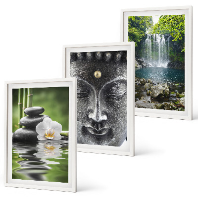 Tavelpaket med ramar Harmoni stenar vatten Buddha