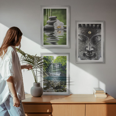 Tavelpaket med ramar Harmoni stenar vatten Buddha