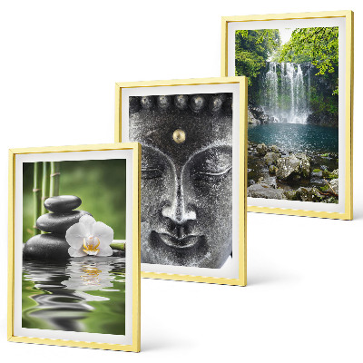 Tavelpaket med ramar Harmoni stenar vatten Buddha