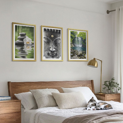 Tavelpaket med ramar Harmoni stenar vatten Buddha